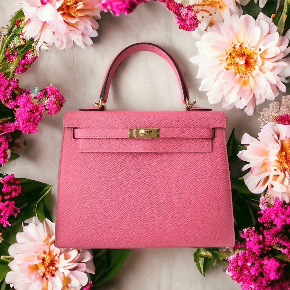Hermes Kelly 25 Epsom Sellier Rose Azalee GHW